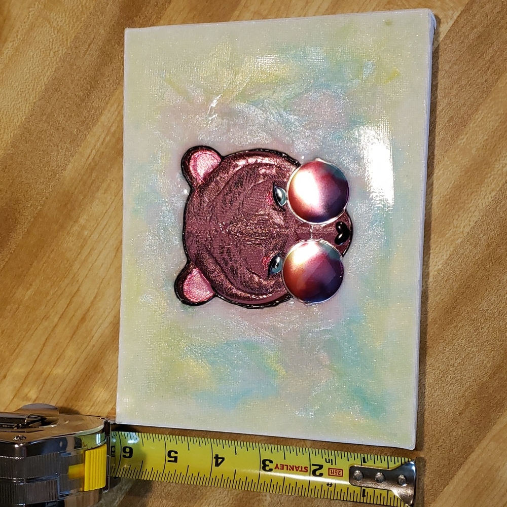 Groovy Bear resin covered handmade 6" x 8" wall art